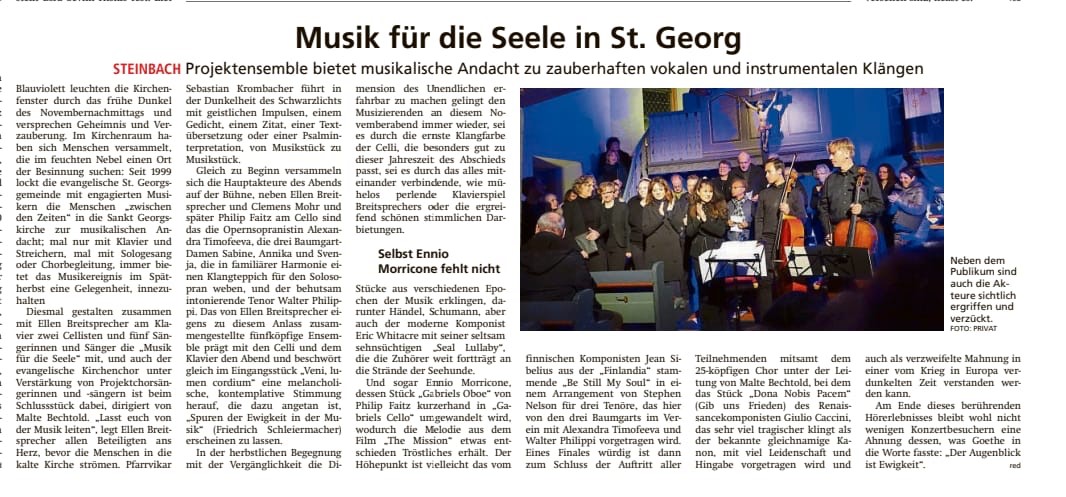 Der Artikel ist aus: Steinbacher Woche und Taunuszeitung